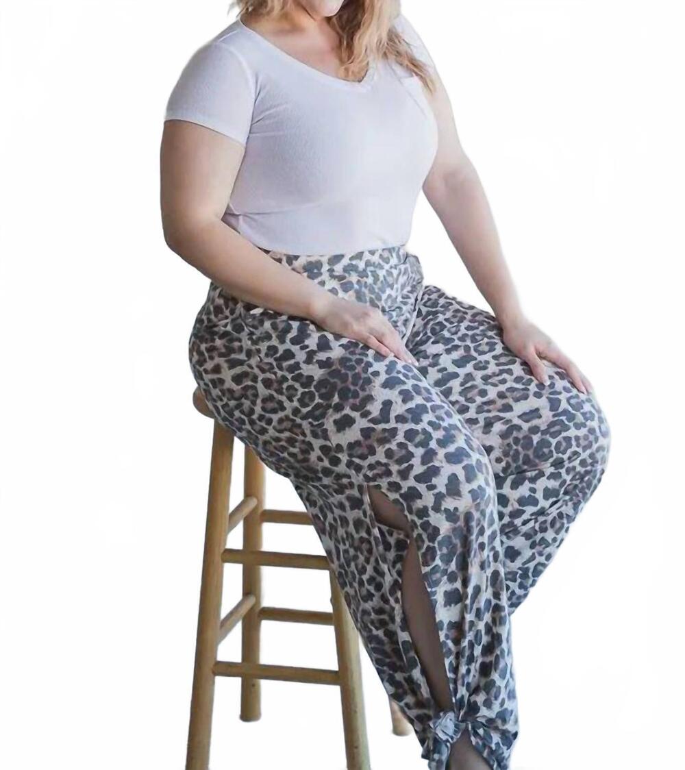 NEW 7TH RAY leopard tie leg pant in brown